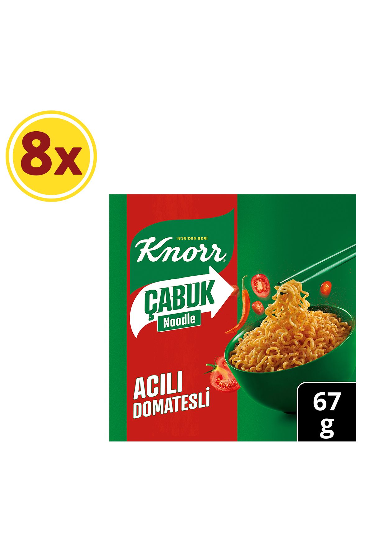 Knorr Çabuk Acılı Domatesli Noodle 67 gr X 8 Adet
