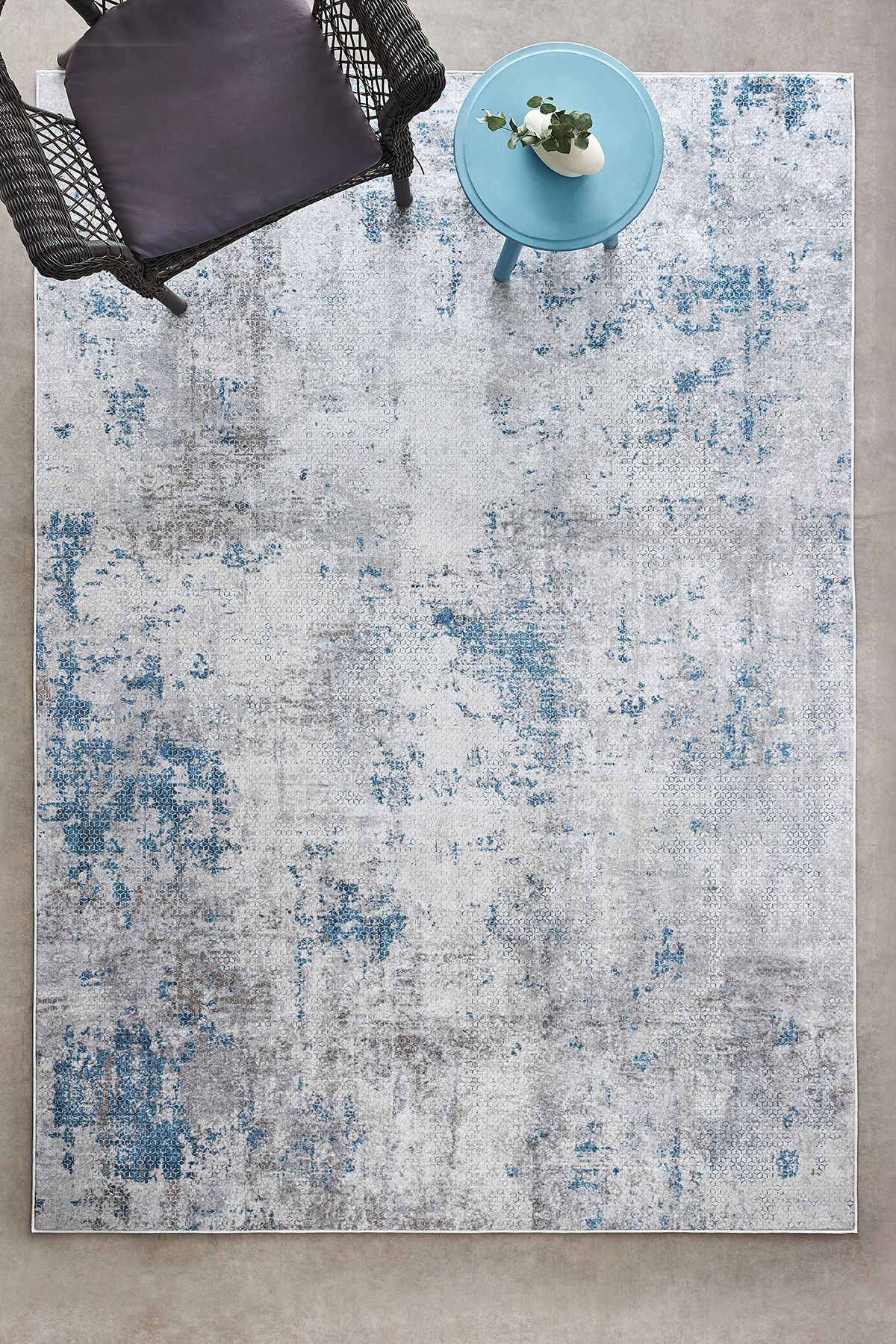 Kaşmir Halı Sare By Kaşmir Halı Abstract Blue Yıkanabilir Kaymaz Taban 50x80 cm