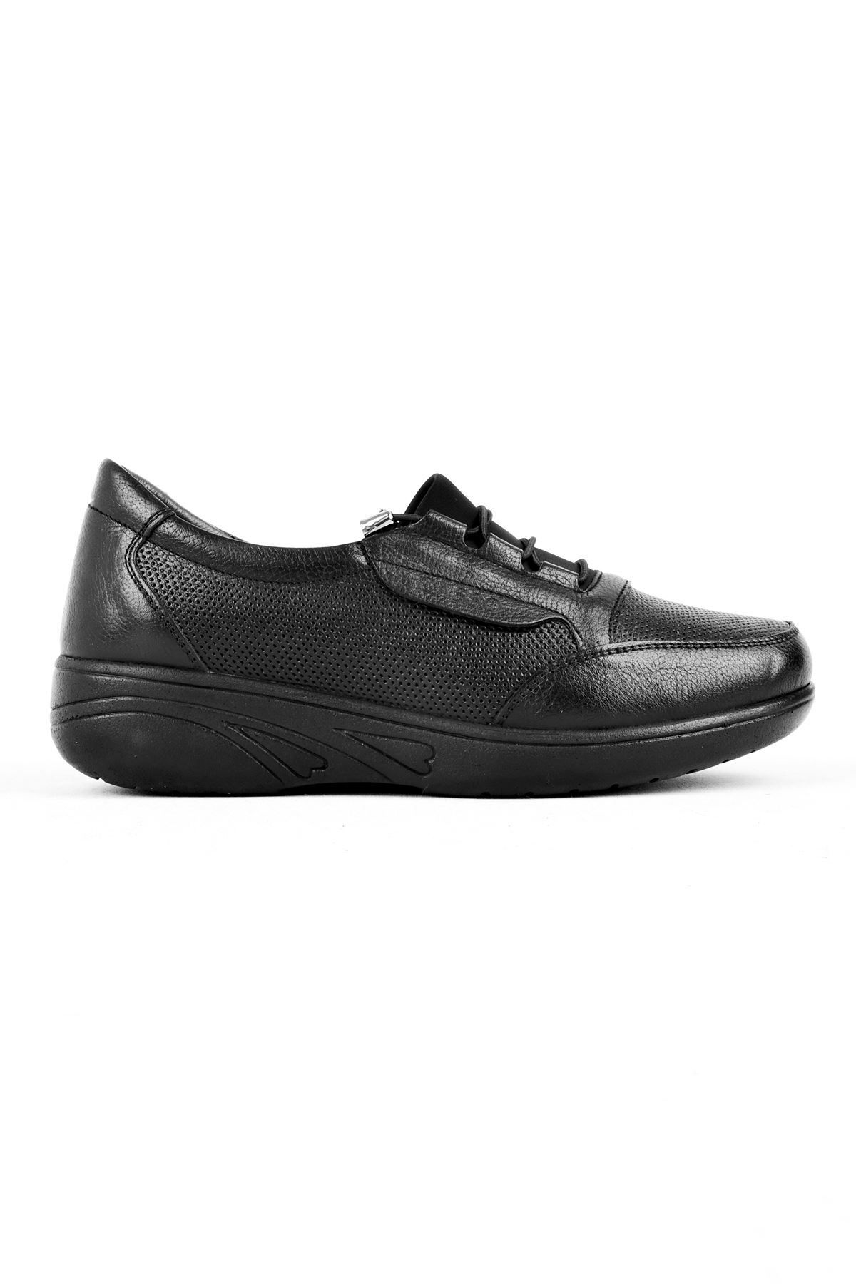 LAL SHOES & BAGS Lamie Delik Detay Hakiki Deri Kadın Günlük Ayakkabı-siyah