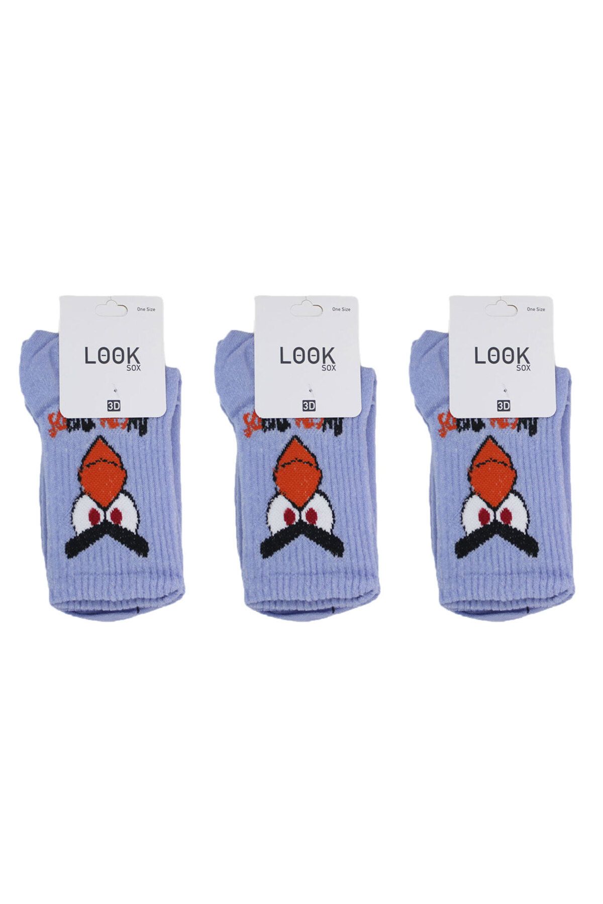 LOOKSOCKS Look Socks Angry Birds Karakter Desenli Mor Kolej Çorap 3 Adet