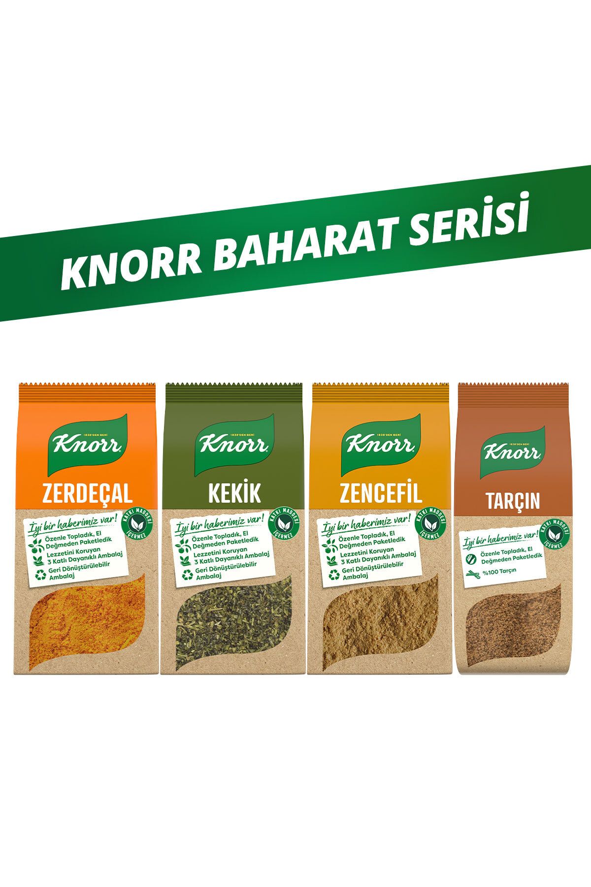Knorr 4'lü Baharat Serisi Tarçın 40 gr Zencefil 50 gr Zerdaçal 60 gr Kekik 20 gr
