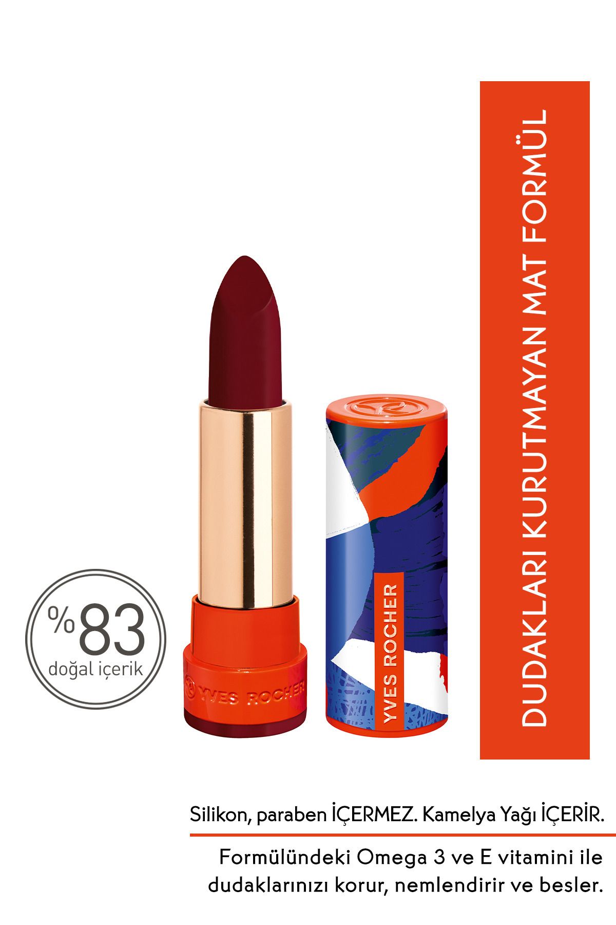 Yves Rocher LONG LASTİNG 8 HOUR EFFECTİVE INTENSE COLORED MATTE LİPSTİCK-08. SOUR CHERRY-3.8G-