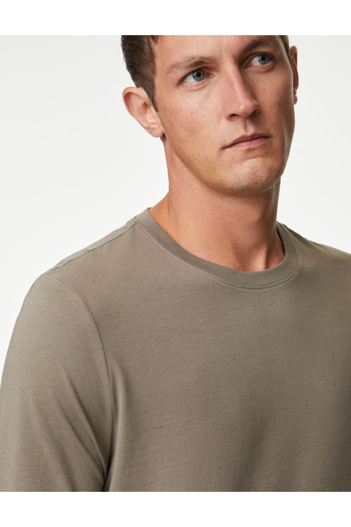 Marks & Spencer Saf Pamuklu Uzun Kollu T-Shirt