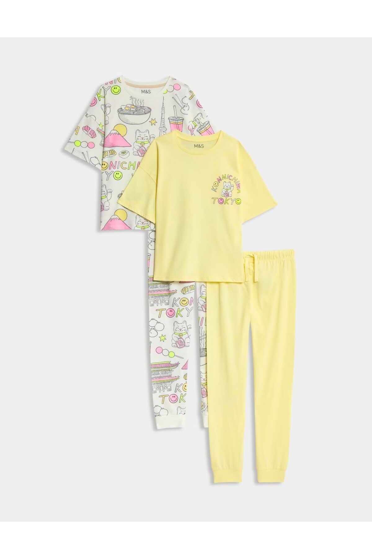 Marks & Spencer Saf Pamuklu 2'li Pijama Takımı (6-16 Yaş)