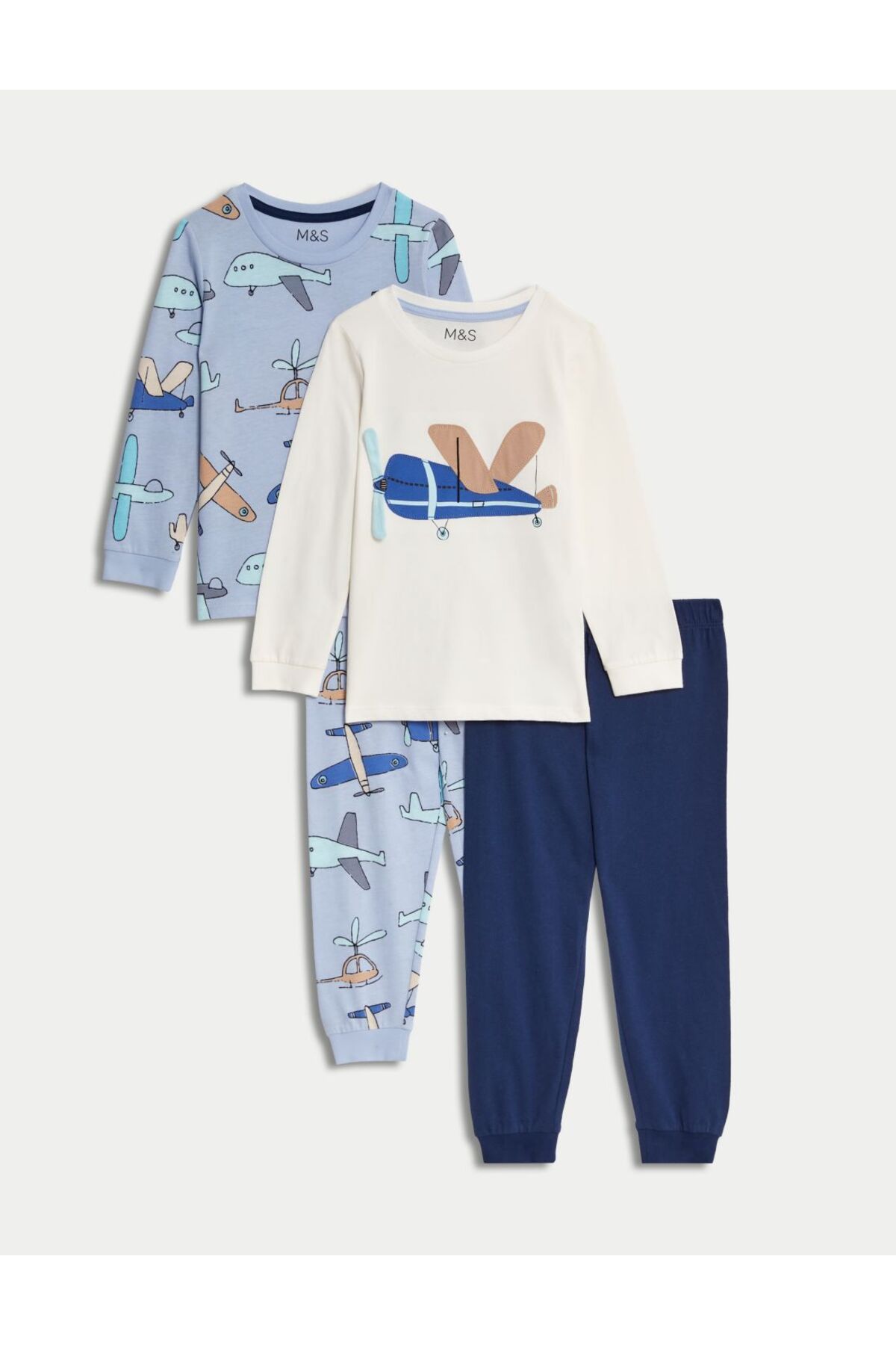 Marks & Spencer 2'li Saf Pamuklu Desenli Pijama Seti (1-8 Yaş)