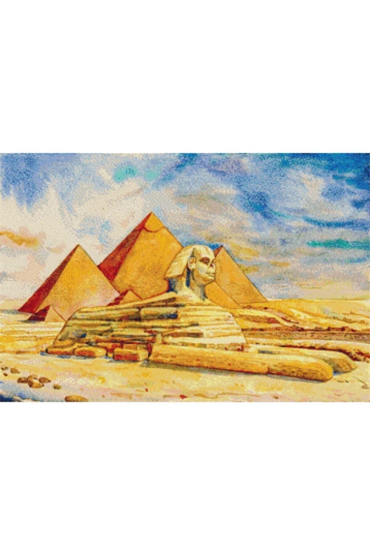MOVAS Sanat Ginza'daki Büyük Piramit Ve Sfenks | Elmas Mozaik Puzzle | 50x33 | E2020941m