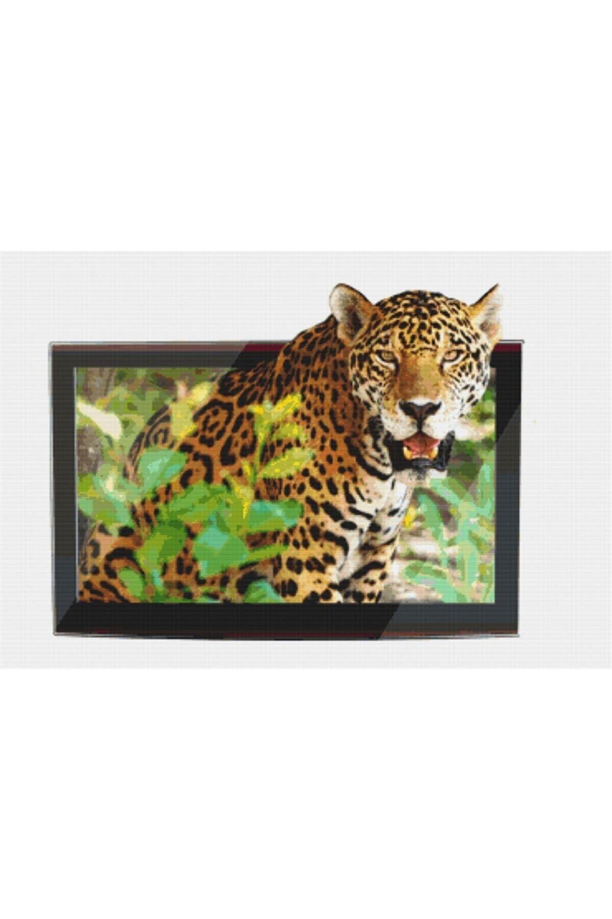 MOVAS Sanat Üç Boyutlu Jaguar | Elmas Mozaik Tablo | Mozaik Puzzle | 53x36 | E2020352