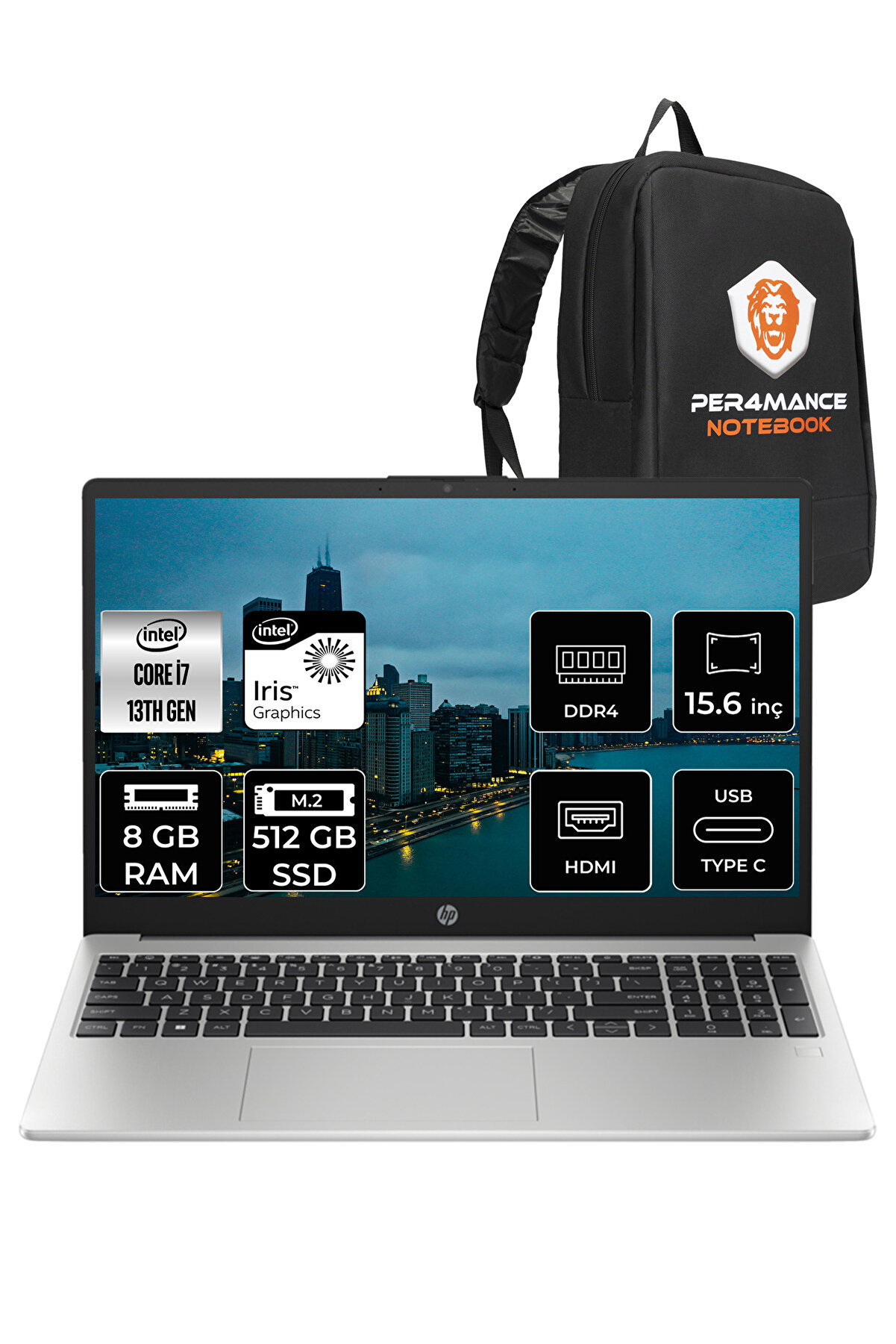 250 G10 Intel Core i7 1355U 8GB RAM 512GB SSD 15.6'' FHD FDOS 8A541EA & PER4 ÇANTA