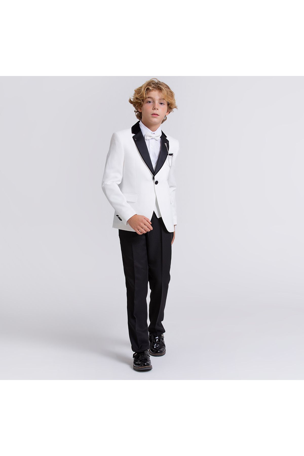 Miniland Kadife Yaka Beyaz 6 Parçalı Çocuk Takım Elbise Seti