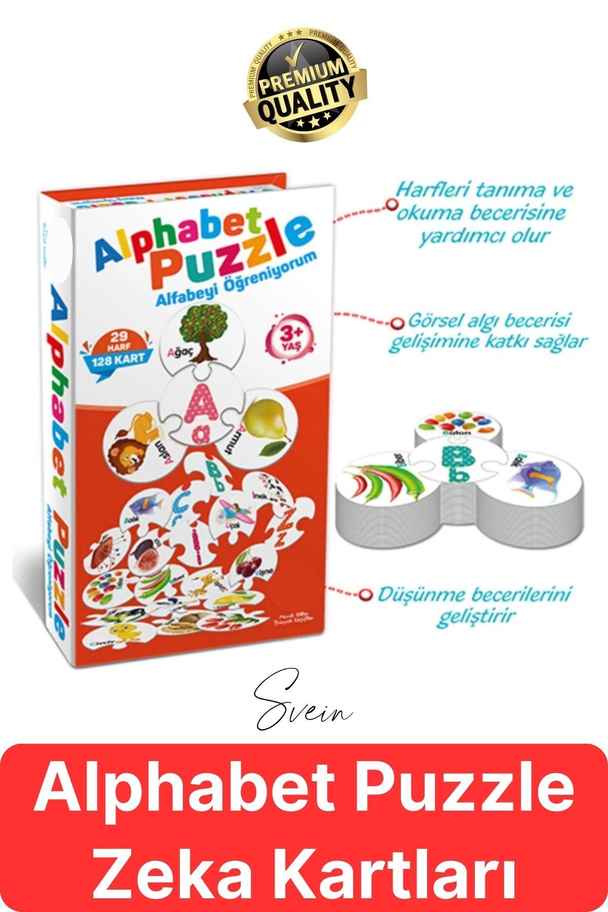 Svein Alphabet Puzzle Eğitici Öğretici Alfabe Zeka Kartları Ebeveyn Çocuk Etkileşimi Okul Öncesi Oyuncak