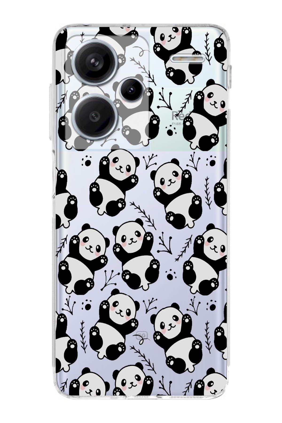 PrintiFy Xiaomi Redmi Note 13 Pro Plus Uyumlu Kamera Korumalı Panda Tasarımlı Şeffaf Silikon Kılıf