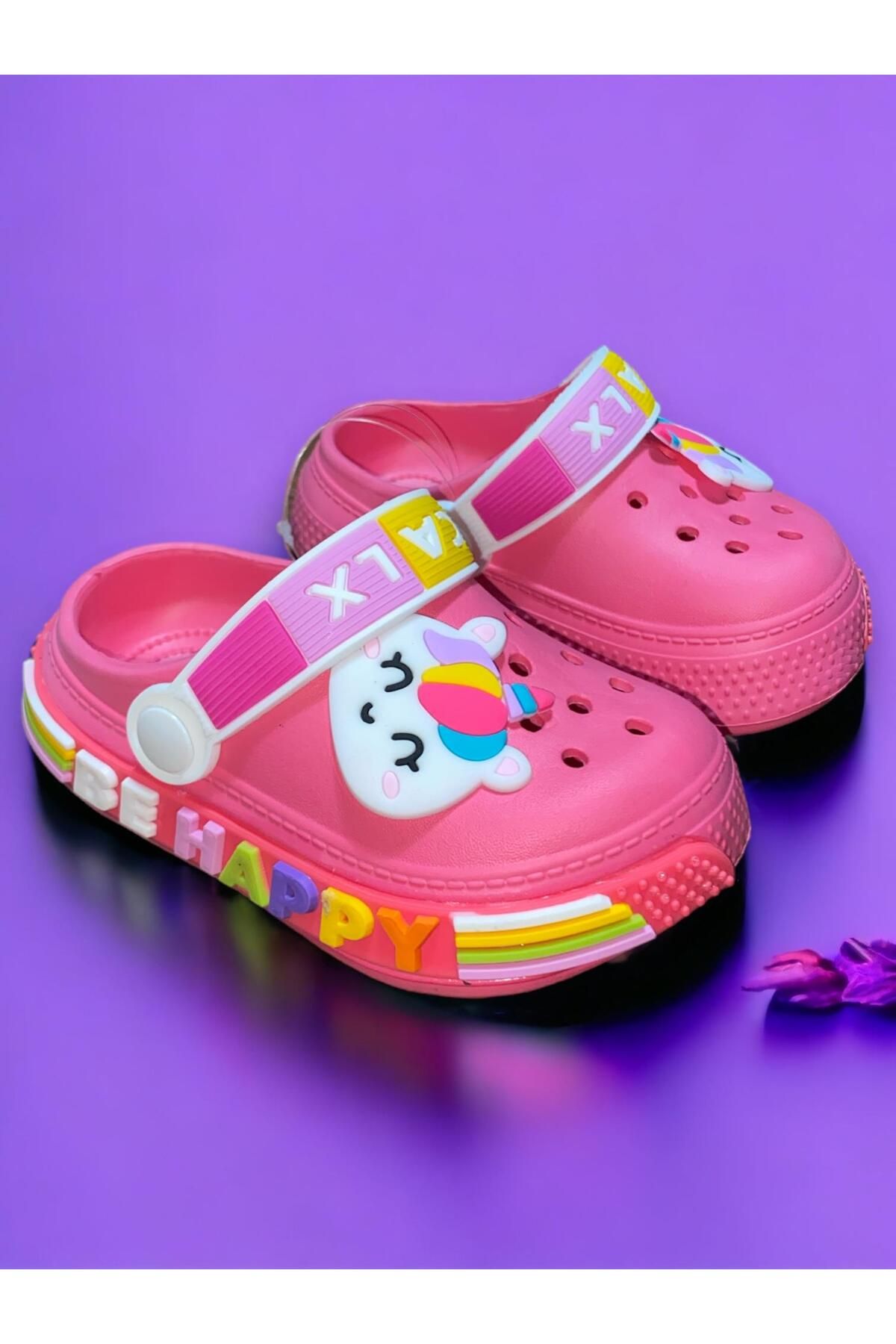 Calx Çocuk Pembe Renk Figürlü Kaydırmaz Sandalet Crocs Terlik