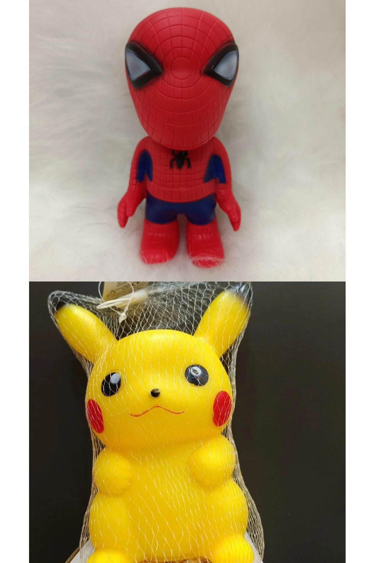 Happy Toys 2 adet vinil oyuncak (Pokemon ve Spiderman)
