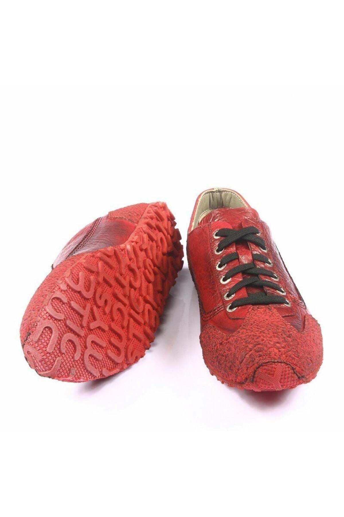 Mystic 4349 Kırmızı Doğal Deri Kauçuk Taban Casual Erkek Ayakkabı