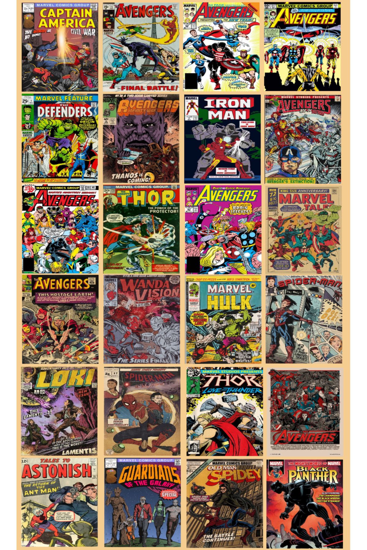 Pridas Marvel Avengers 24'lü Kraft Duvar Poster Seti 14cmx10cm