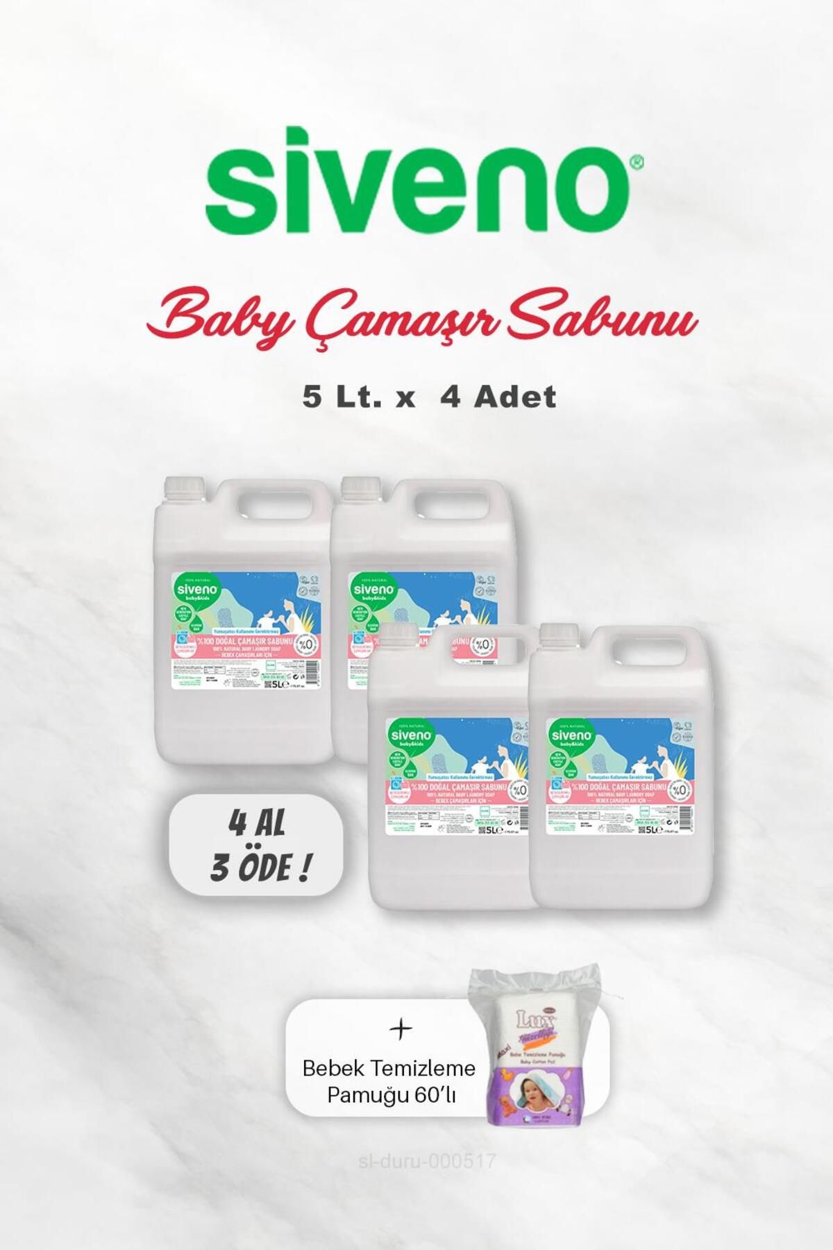 Siveno Baby Doğal Çamaşır Sabunu 5 Lt 4 AL 3 ÖDE ve Bebek Pamuğu