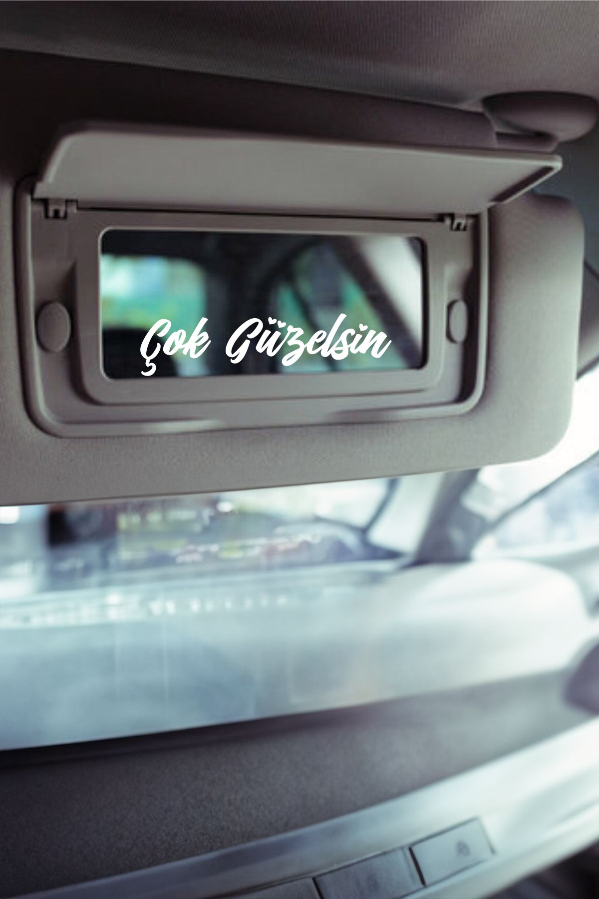 Turuncu Çok Güzelsin Araba Güneşlik Ayna Yazısı -Etiket Sticker 8x2cm