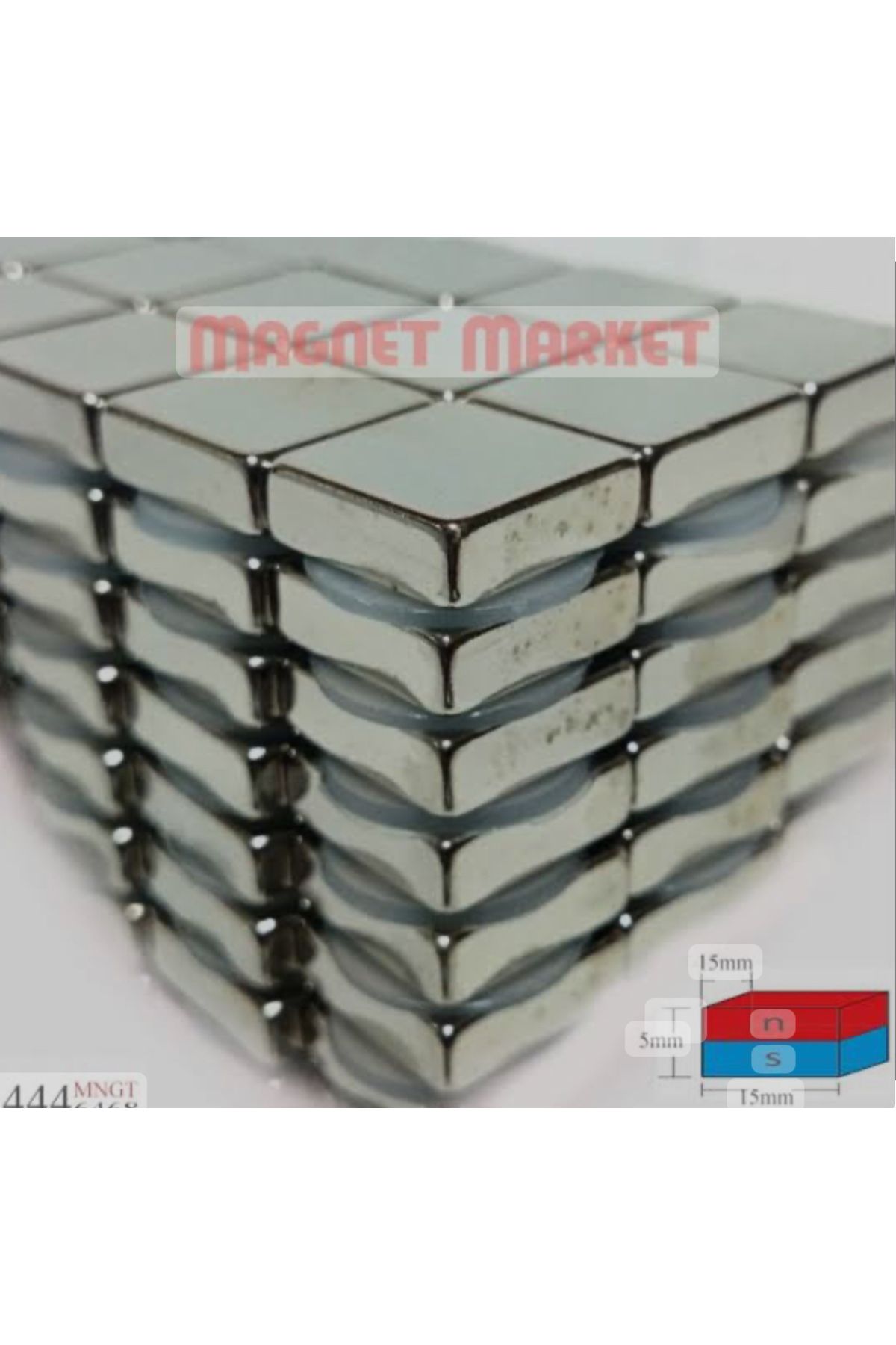 magnet market - 50 Adet - 15x15x5 - Boy 15mm X En 15mm X Kalınlık 5mm Neodymium Magnet