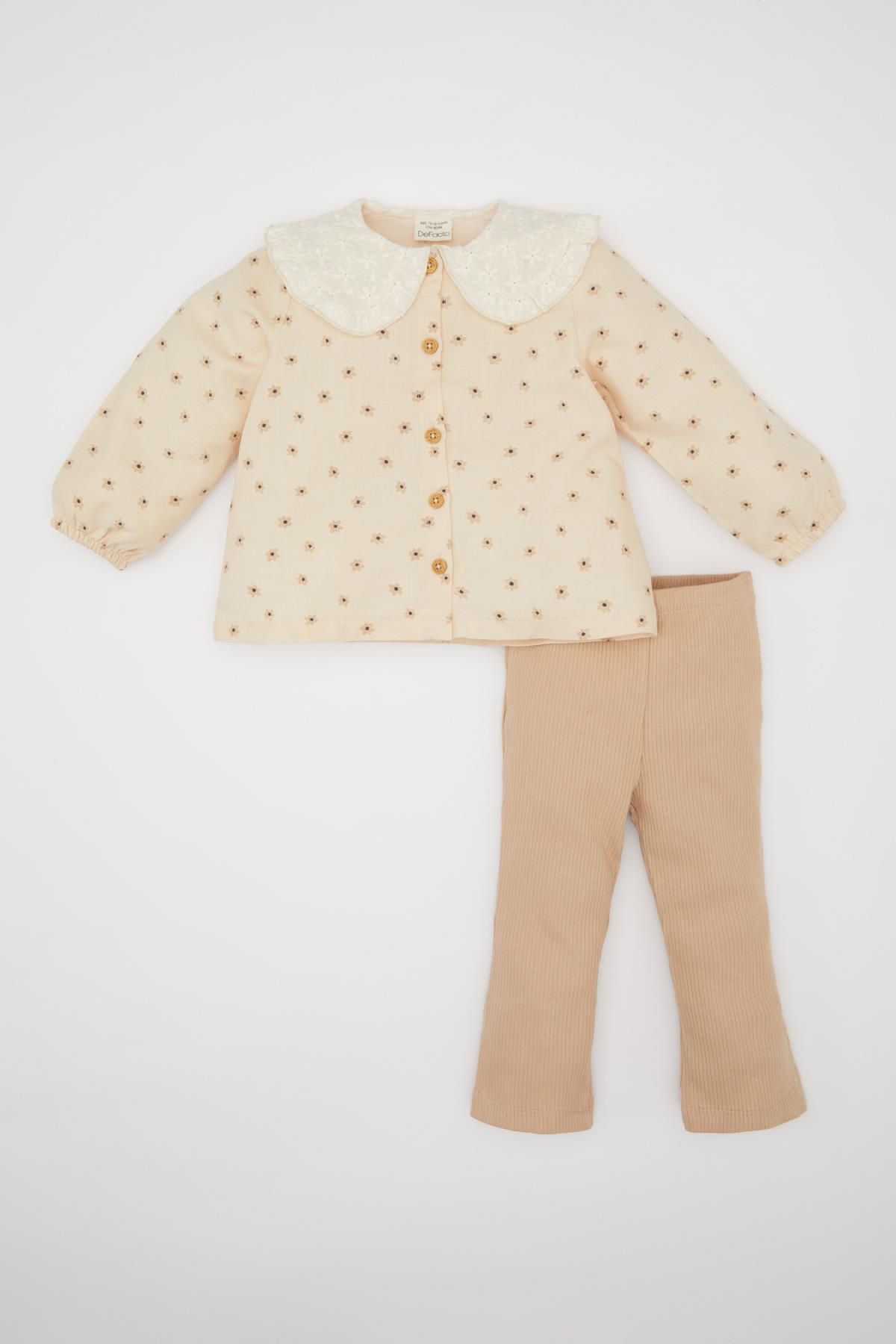 Defacto Kız Bebek Çiçekli Twill Desenli Gömlek Tayt 2li Takım C3116A524SP