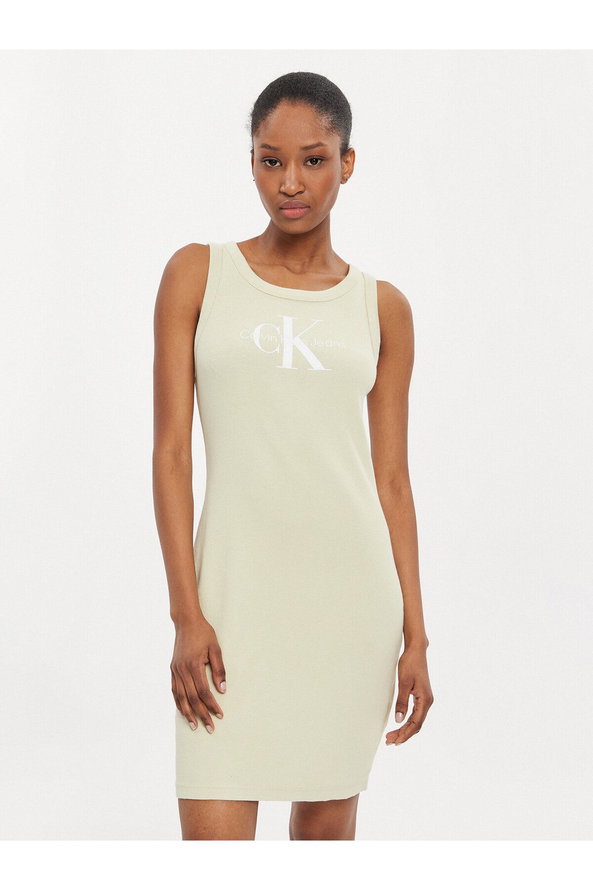 Calvin Klein Kadın Logolu Rahat Günlük Yeşil Elbise J20J223069-LFU