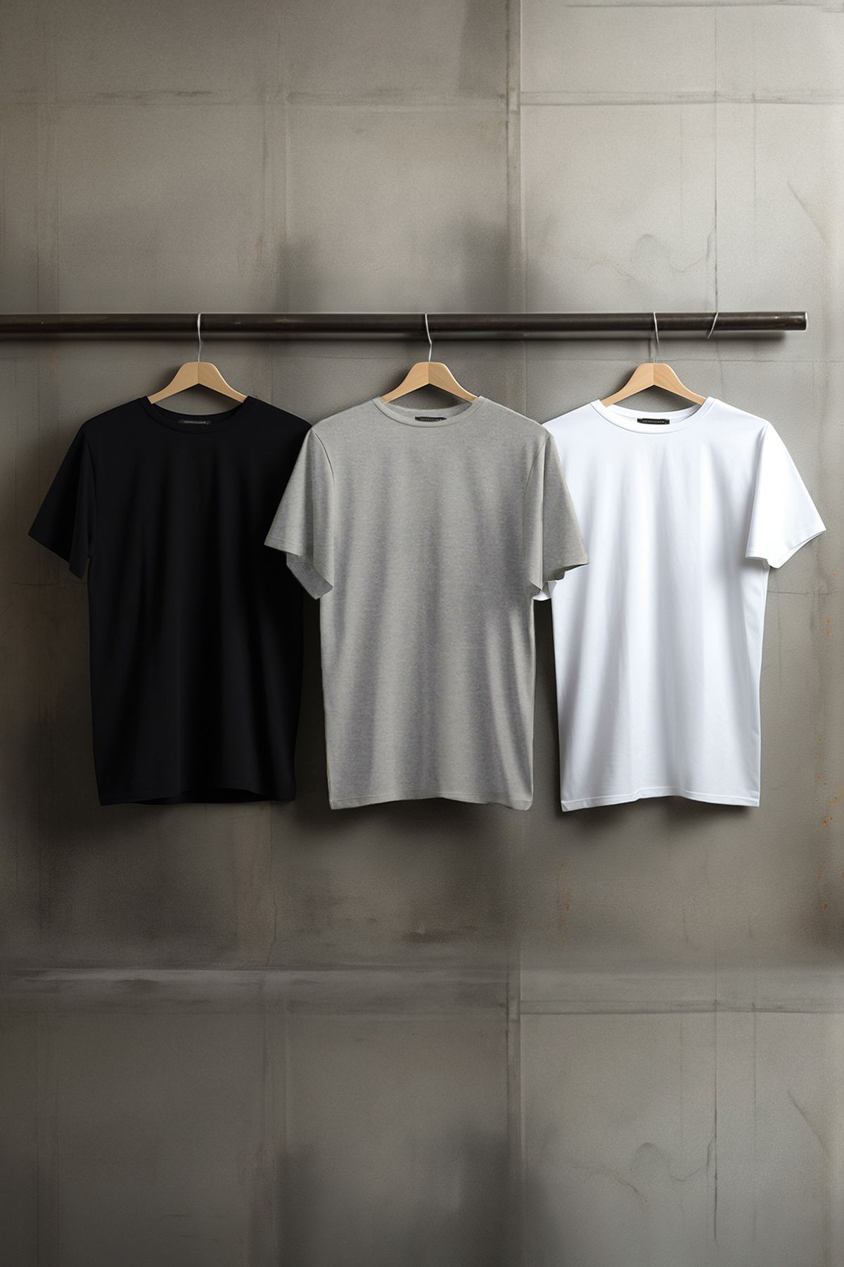 TRENDYOL MAN Beyaz-Siyah-Gri  Basic Slim 3'lü Paket Kısa Kollu %100 Pamuklu T-Shirt TMNAW20TS0242
