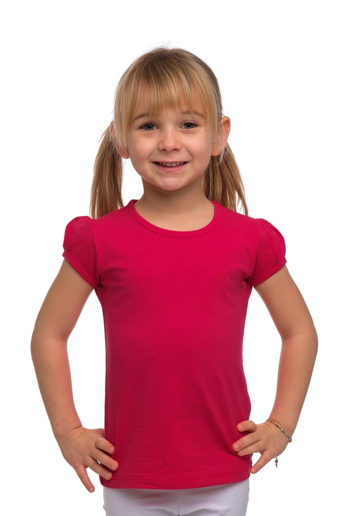 LOVETTI Koyu Fuşya Kız Çocuk Kısa Kollu Basıc Tişört