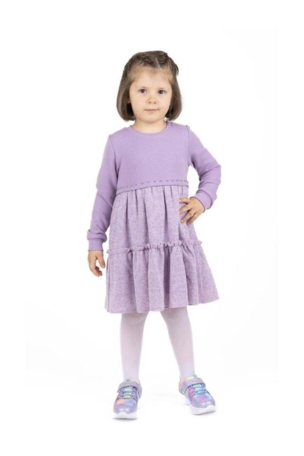 Best Kız Çocuk Taşlı Fırfırlı Tasarım Sweat Elbise
