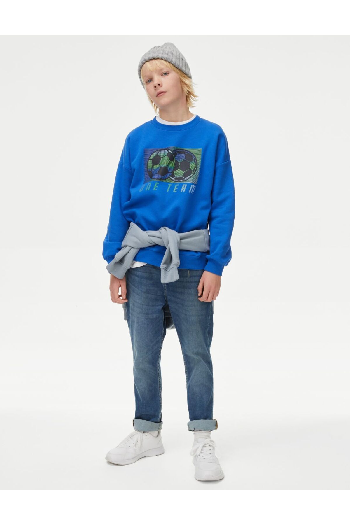 Marks & Spencer Pamuklu Desenli Sweatshirt (6-16 Yaş)