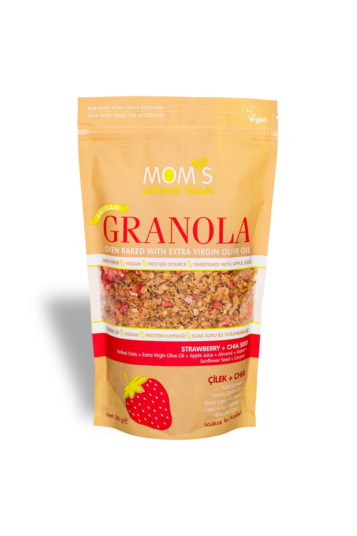 Mom's Natural Foods - Çilek & Chıa Granola 360 G -