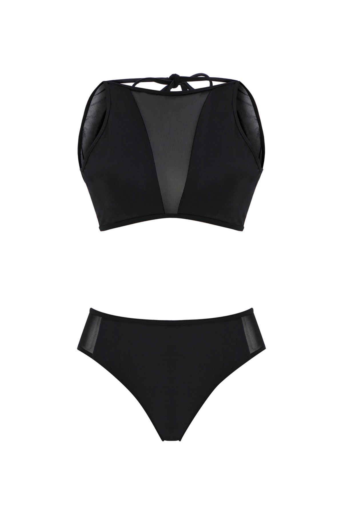 Perspective Tranparan Göğüs Detaylı Siyah Renk Bikini Takımı