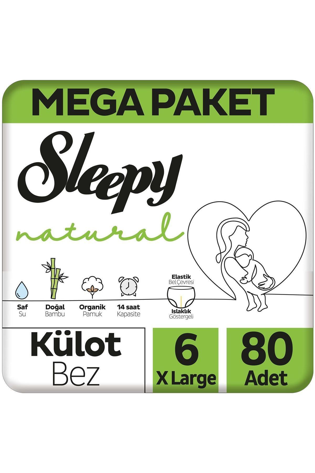 Sleepy Natural Külot Bez 6 Numara Xlarge Mega Fırsat Paketi 80 Adet