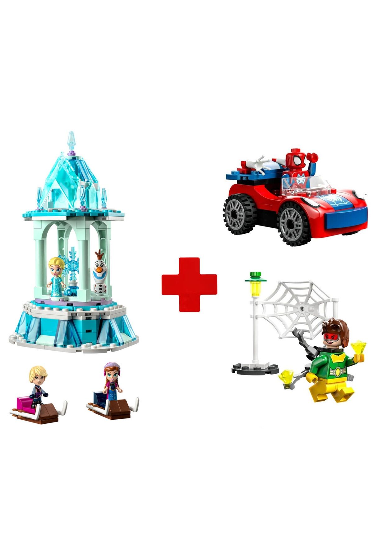MARVEL 2'li Set Lego Spidey Spiderman Örümcek Adam ve Lego Frozen Anna Elsa Kristoff Olaf Karlar Ülkesi