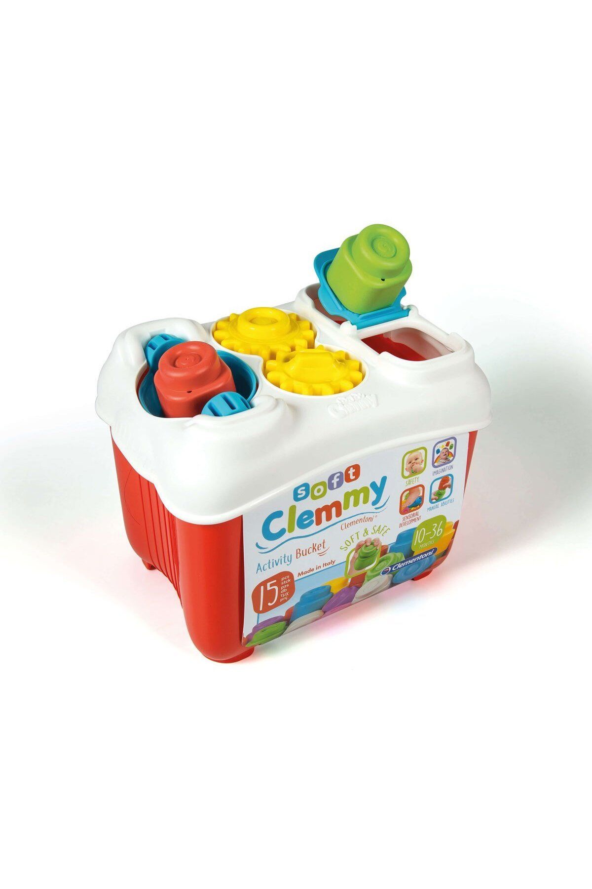 Clementoni 17171 Soft Clemmy - Yumuşak Blok Bultak Kovası - 15 parça 6-36 ay