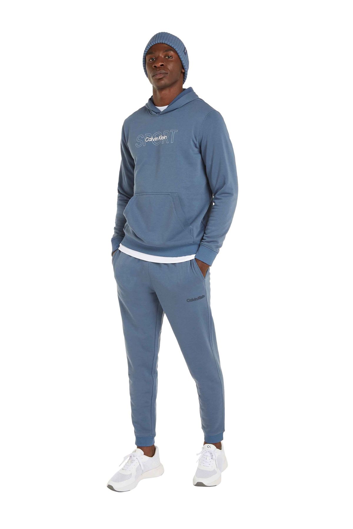 Calvin Klein Mavi Erkek Kapüşon Yaka Sweatshirt 00GMS4W3395BX-PW - GRAPHIC SWEAT
