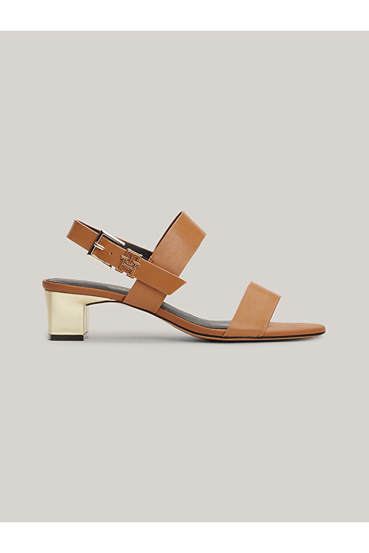 Tommy Hilfiger TH Monogram Leather Block Heel Sandals