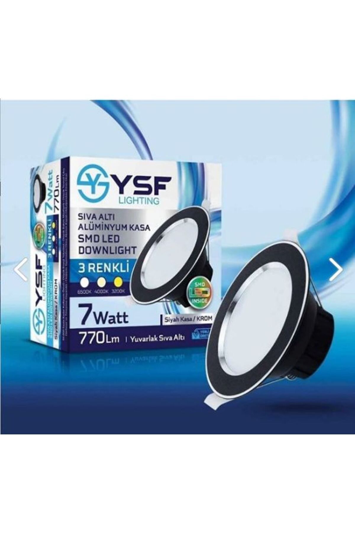 YSF Lighting Siyah Kasa Sıva Altı Alüminyum Kasa 7 watt 3 Renkli Spot