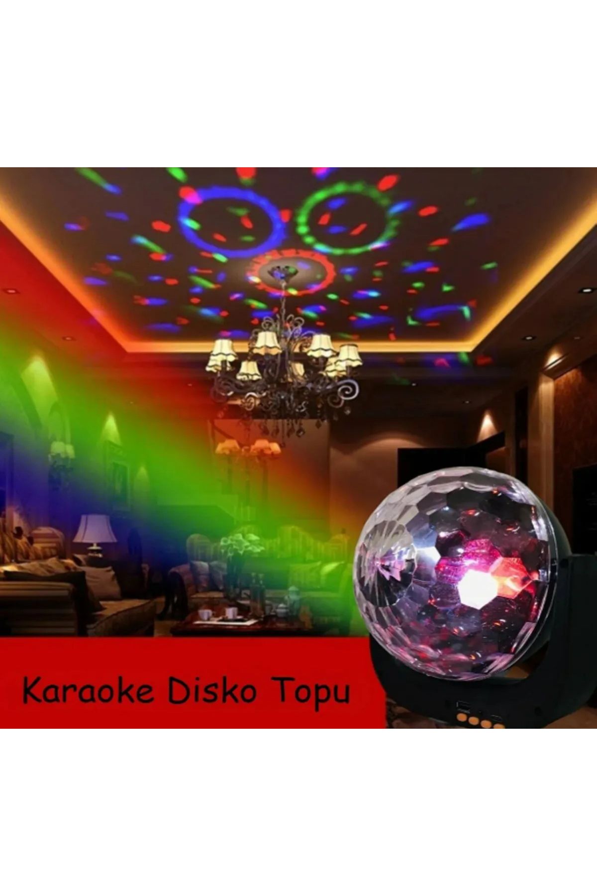 asua Disko Topu Mikrofonlu Kumandalı Renkli Işıklı Bluetooth Hoparlör Ses Duyarlı Işık Disko Parti Işığı