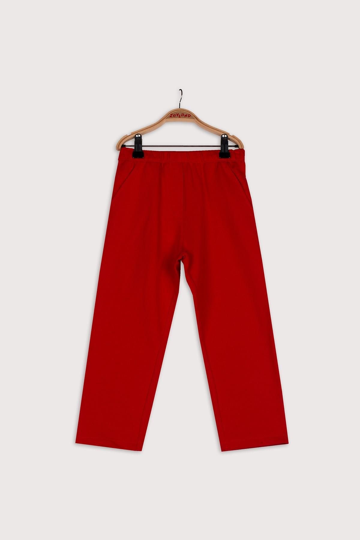 Zeyland Unisex Çocuk Kırmızı Örme Pantolon (4-12yaş)