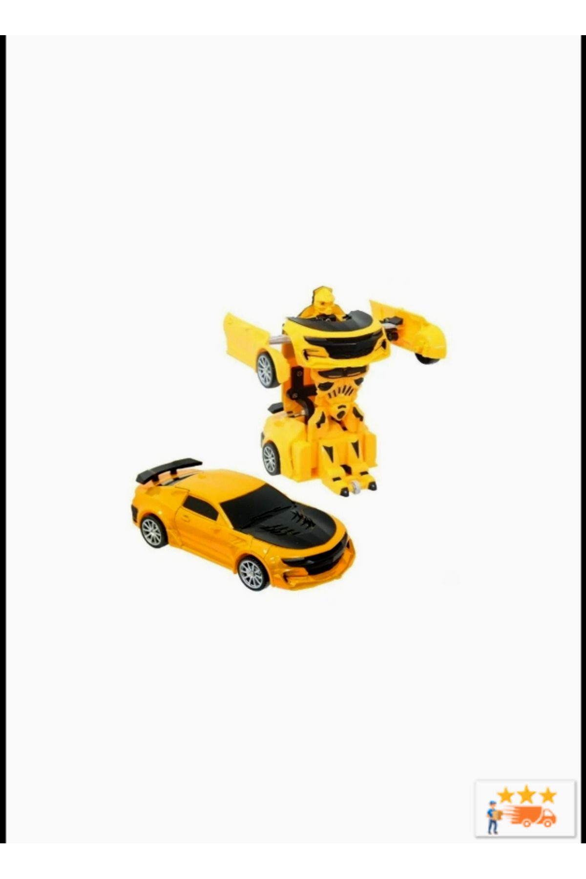 CANDARİKO Robota Dönüşen Araba Oyuncak Sarı Araba Erkek Cocuk Egitici Oyuncakla Çek Bırak Oyuncak Robot Araba