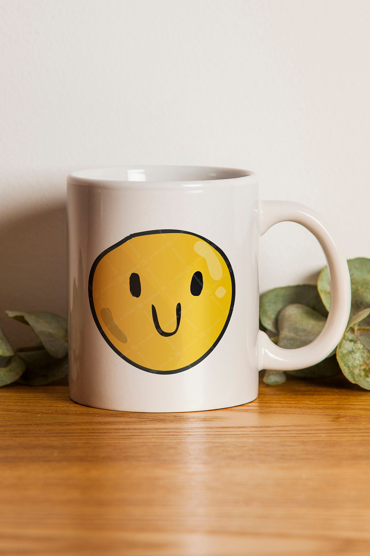 gavebutik "Happy Face" Emoji Baskılı Hediyelik Kupa Bardak