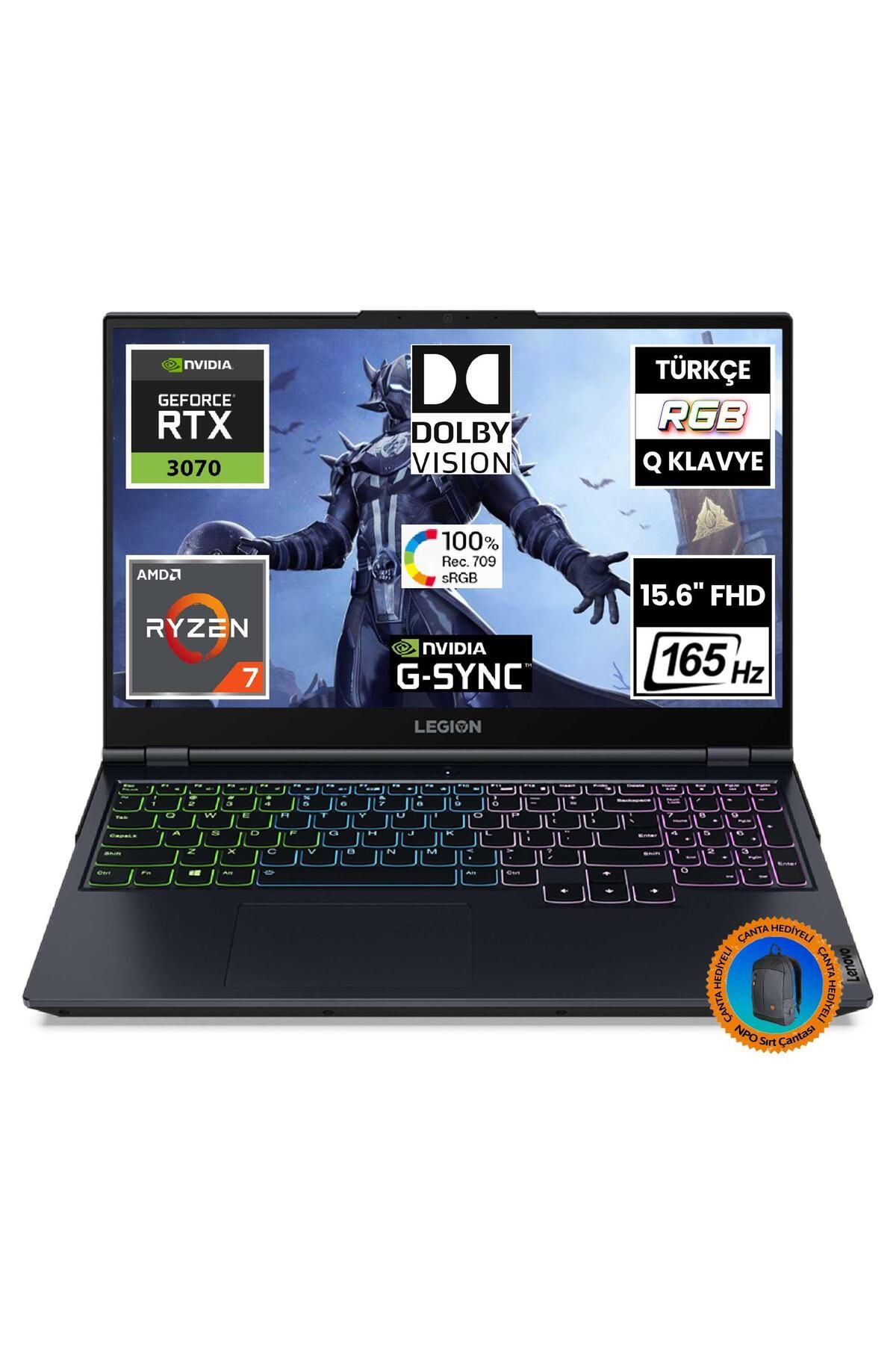 LENOVO Legion 5 82JU00EATX07 Ryzen7 5800H 64GB 1TBSSD+1TBSSD RTX3070 15.6" FullHD FreeDOS Taşınabili