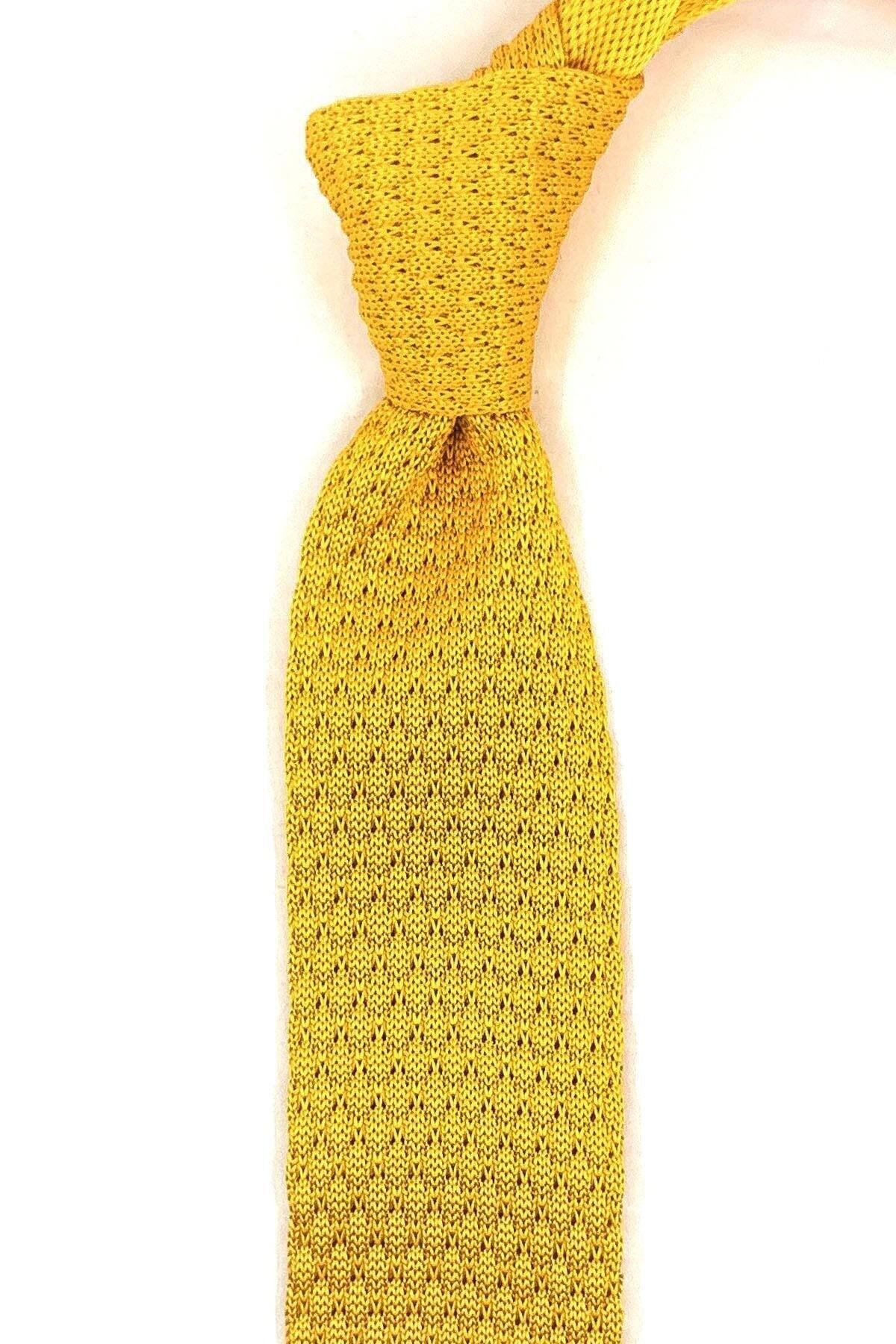Kravatkolik Sarı Düz Örgü Kravat ÖR8330