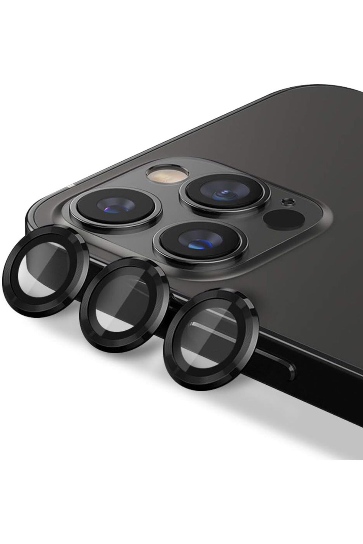 Hanedanev iPhone 12 Pro Max Uyumlu 9H Sertliğinde Temperli Cam Kamera Lens Koruyucu - HD Kalite
