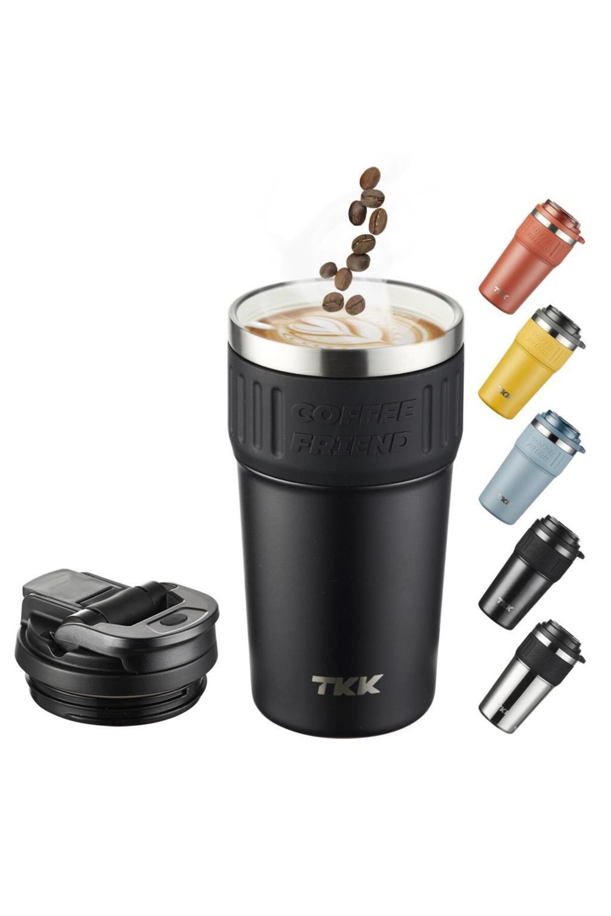 Tkk 630Ml Pipetli/Pipetsiz Kullanım Askılı Paslanmaz Çelik Mug (Black)