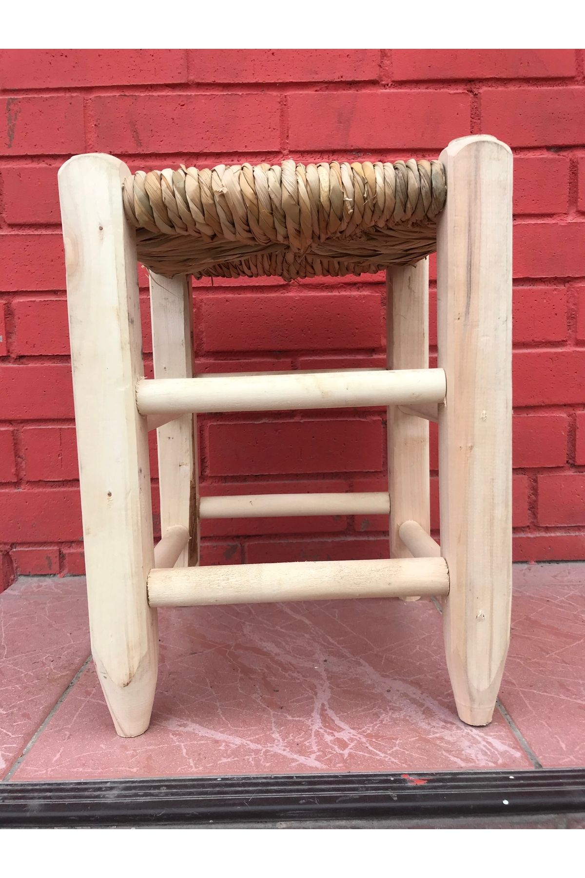 SevillaConcept 40 cm Gürgen Ağacı Hasır Tabure Hasır sandalye Örme Hasır Tabure