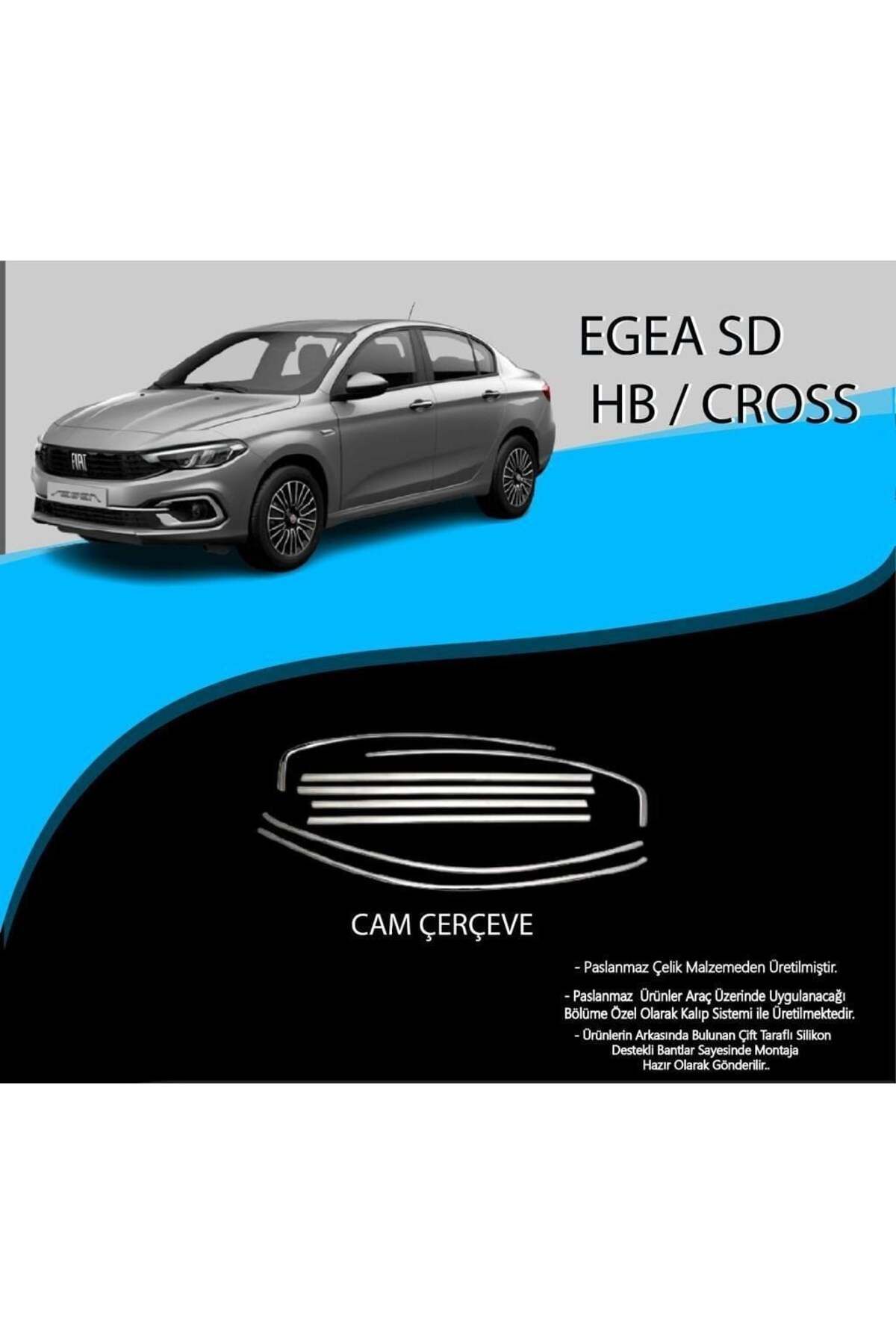 Fiat Egea Uyumlu Sedan Hatchback / Cross Krom Cam Çerçevesi 8 Parça
