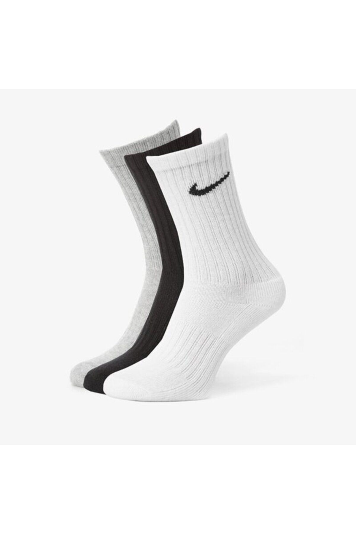 Nike Antrenman Spor Çorap Üç Çift 34-38 Numara  Siyah Beyaz Gri renk