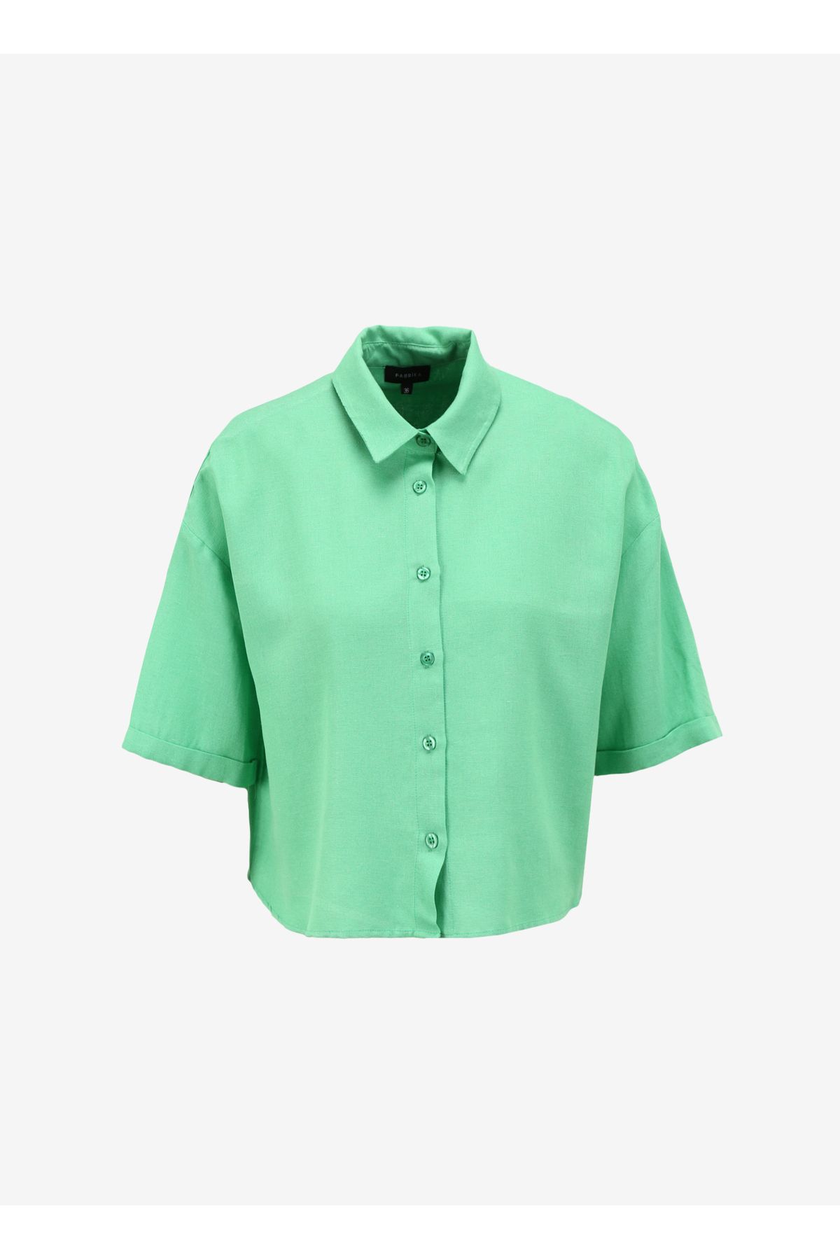 Fabrika Yeşil Kadın Crop Gömlek MONDORF
