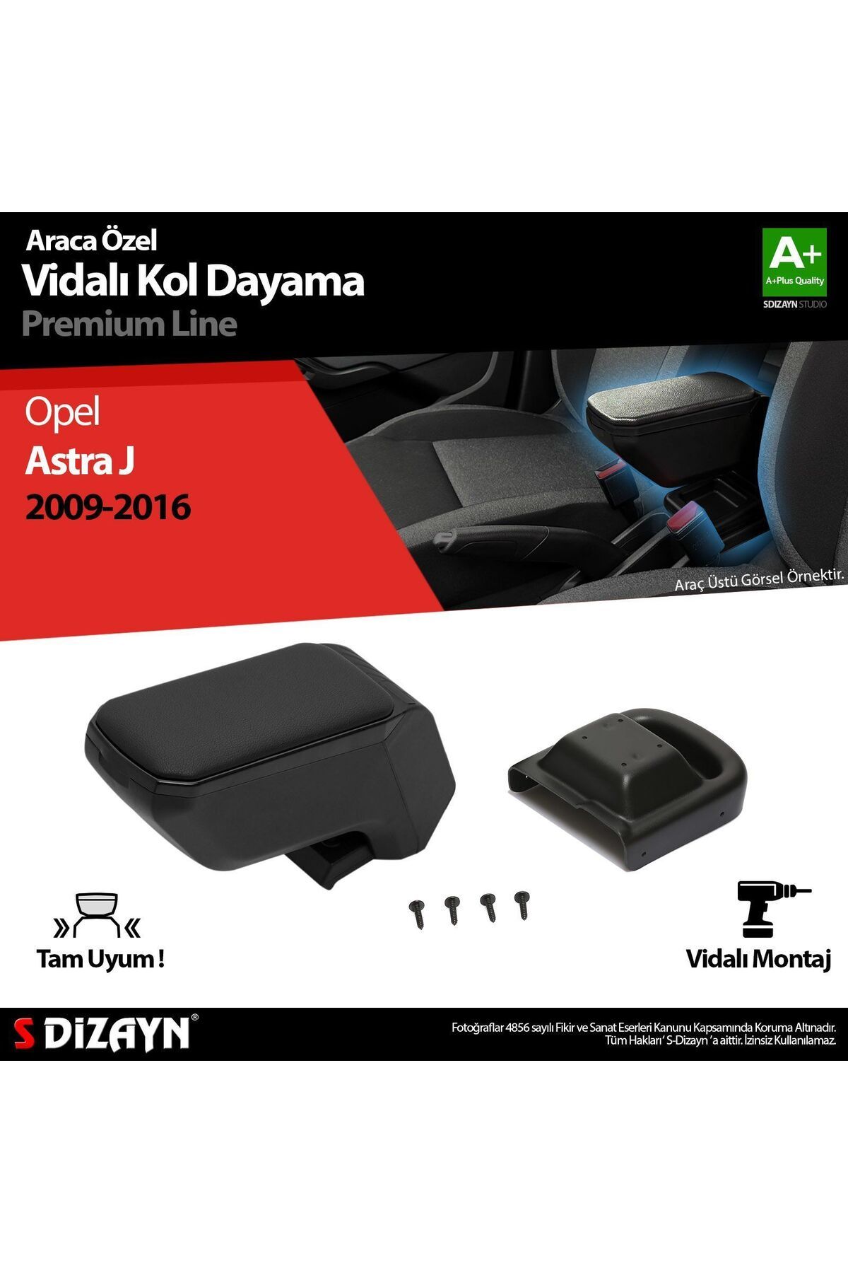 Drs Tuning Opel Astra Uyumlu J Abs Vidalı Kol Dayama Kolçak Siyah 2009-2016 A Kalite Parça