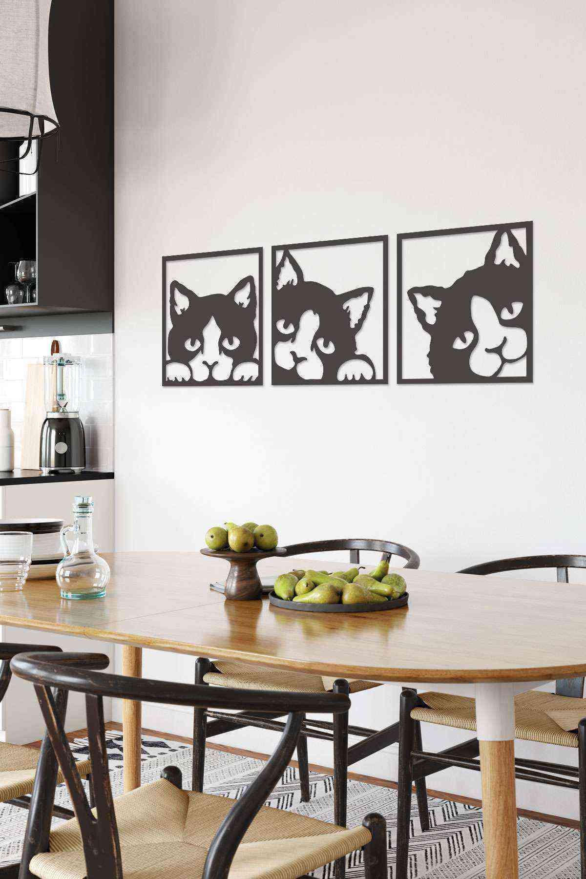 RetroLazer Kedi Cats Figürlü 3d Mdf Tablo Evinize Ofisinize Yeni Tarz Wall